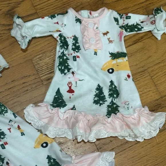 SweetHoney Christmas Tree Town Pajamas Nightgown Matching Doll Gown Set size 12 - Picture 3 of 3